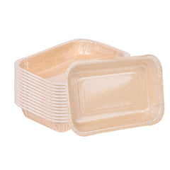 Pastry Tek 24 oz Rectangle Kraft Paperboard Tray - Oven-Safe - 8 1/4