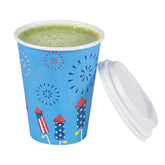 Restpresso 12 oz 4th of July Paper Single Wall Coffee Cup - with White Lid - 3 1/2" x 3 1/2" x 4 3/4" - 400 count box