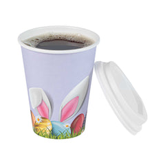 Restpresso 12 oz Easter Paper Single Wall Coffee Cup - with White Lid - 3 1/2