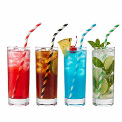 Basic Nature Assorted Paper Bendable Straw - Unwrapped, Biodegradable, 6 mm - 7 3/4