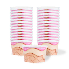 Coppetta 8 oz Round Vanilla Strawberry Swirl Paper To Go Cup - 3 3/4
