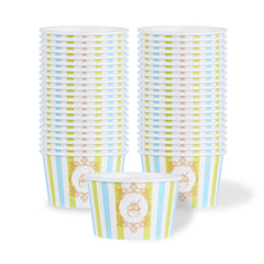 Coppetta 8 oz Round Blue And Green Stripe Paper To Go Cup - 3 3/4