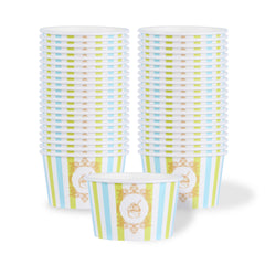 Coppetta 8 oz Round Blue And Green Stripe Paper To Go Cup - 3 3/4