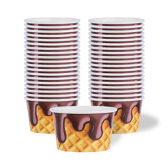 Coppetta 8 oz Round Chocolate Drizzle Paper To Go Cup - 3 3/4
