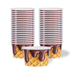Coppetta 8 oz Round Chocolate Drizzle Paper To Go Cup - 3 3/4