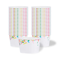 Coppetta 8 oz Round White Paper To Go Cup - with Classic Sprinkles - 3 3/4