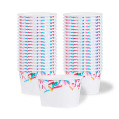 Coppetta 8 oz Round White Paper To Go Cup - with Festive Sprinkles - 3 3/4