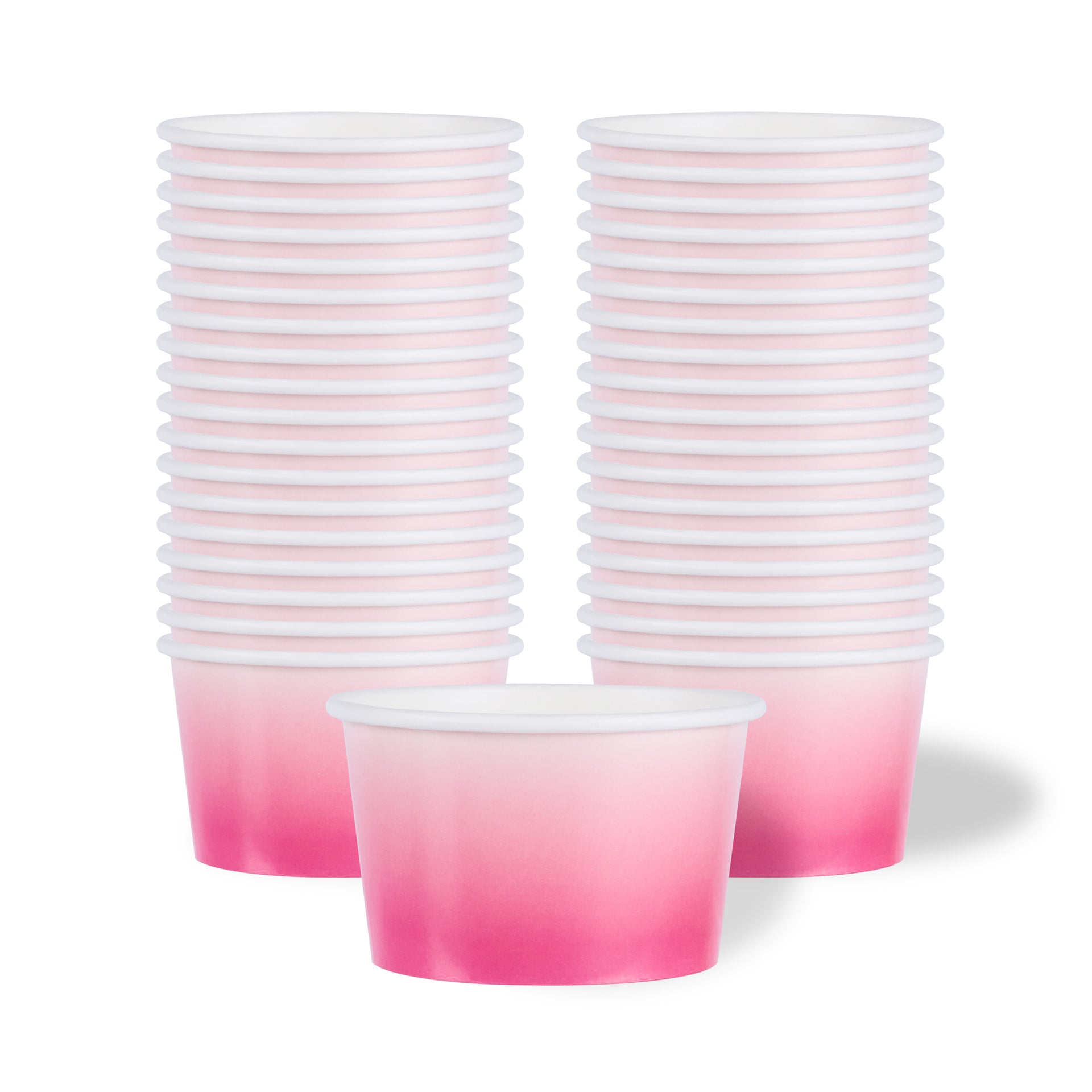 Coppetta 8 oz Round Pink And White Ombre Paper To Go Cup - 3 3/4" x 3 3/4" x 2 1/4" - 200 count box