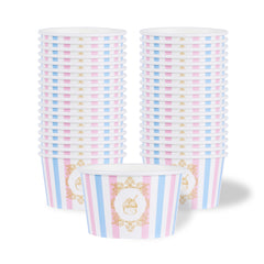Coppetta 8 oz Round Pink And Blue Stripe Paper To Go Cup - 3 3/4