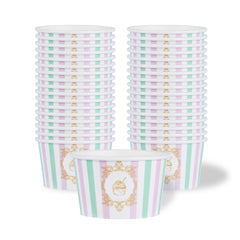 Coppetta 8 oz Round Purple And Blue Stripe Paper To Go Cup - 3 3/4