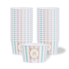 Coppetta 8 oz Round Purple And Blue Stripe Paper To Go Cup - 3 3/4