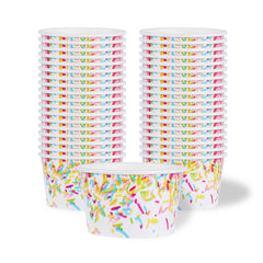 Coppetta 8 oz Round White Paper To Go Cup - with Party Sprinkles - 3 3/4