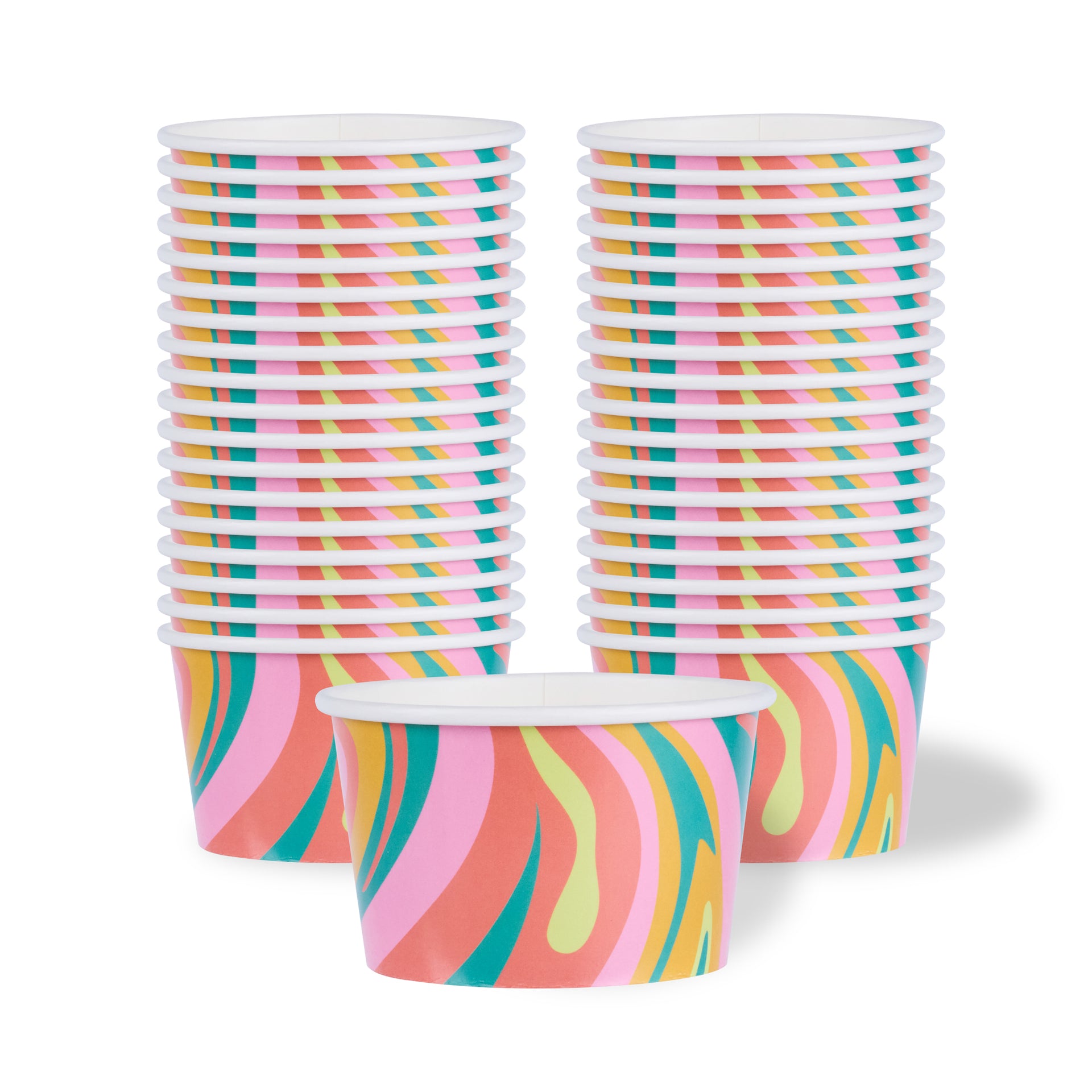 Coppetta 8 oz Round Psychedelic Sunrise Paper To Go Cup - 3 3/4" x 3 3/4" x 2 1/4" - 200 count box