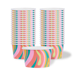 Coppetta 8 oz Round Psychedelic Sunrise Paper To Go Cup - 3 3/4