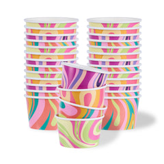 Coppetta 8 oz Round Assorted Groove Paper To Go Cup - 3 3/4