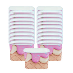 Coppetta 12 oz Square Vanilla Strawberry Swirl Paper To Go Cup - 4 1/4