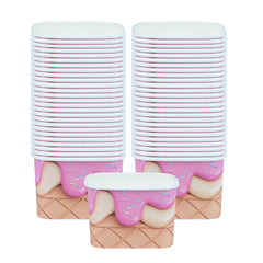 Coppetta 12 oz Square Vanilla Strawberry Swirl Paper To Go Cup - 4 1/4