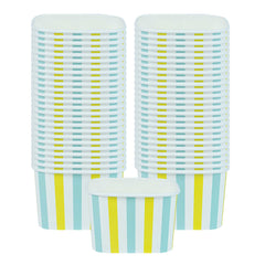 Coppetta 12 oz Square Blue And Green Stripe Paper To Go Cup - 4 1/4
