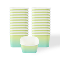 Coppetta 12 oz Square Teal And Green Ombre Paper To Go Cup - 4 1/4