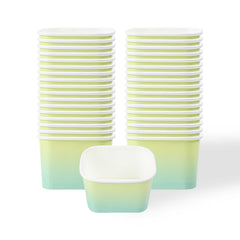 Coppetta 12 oz Square Teal And Green Ombre Paper To Go Cup - 4 1/4