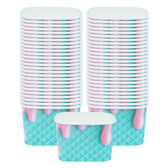Coppetta 12 oz Square Bubblegum Splash Paper To Go Cup - 4 1/4