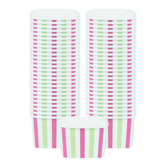 Coppetta 12 oz Square Green And Pink Stripe Paper To Go Cup - 4 1/4