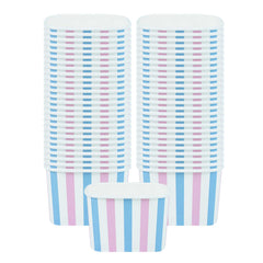 Coppetta 12 oz Square Pink And Blue Stripe Paper To Go Cup - 4 1/4