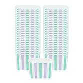 Coppetta 12 oz Square Purple And Blue Stripe Paper To Go Cup - 4 1/4" x 3 1/4" x 2 3/4" - 200 count box