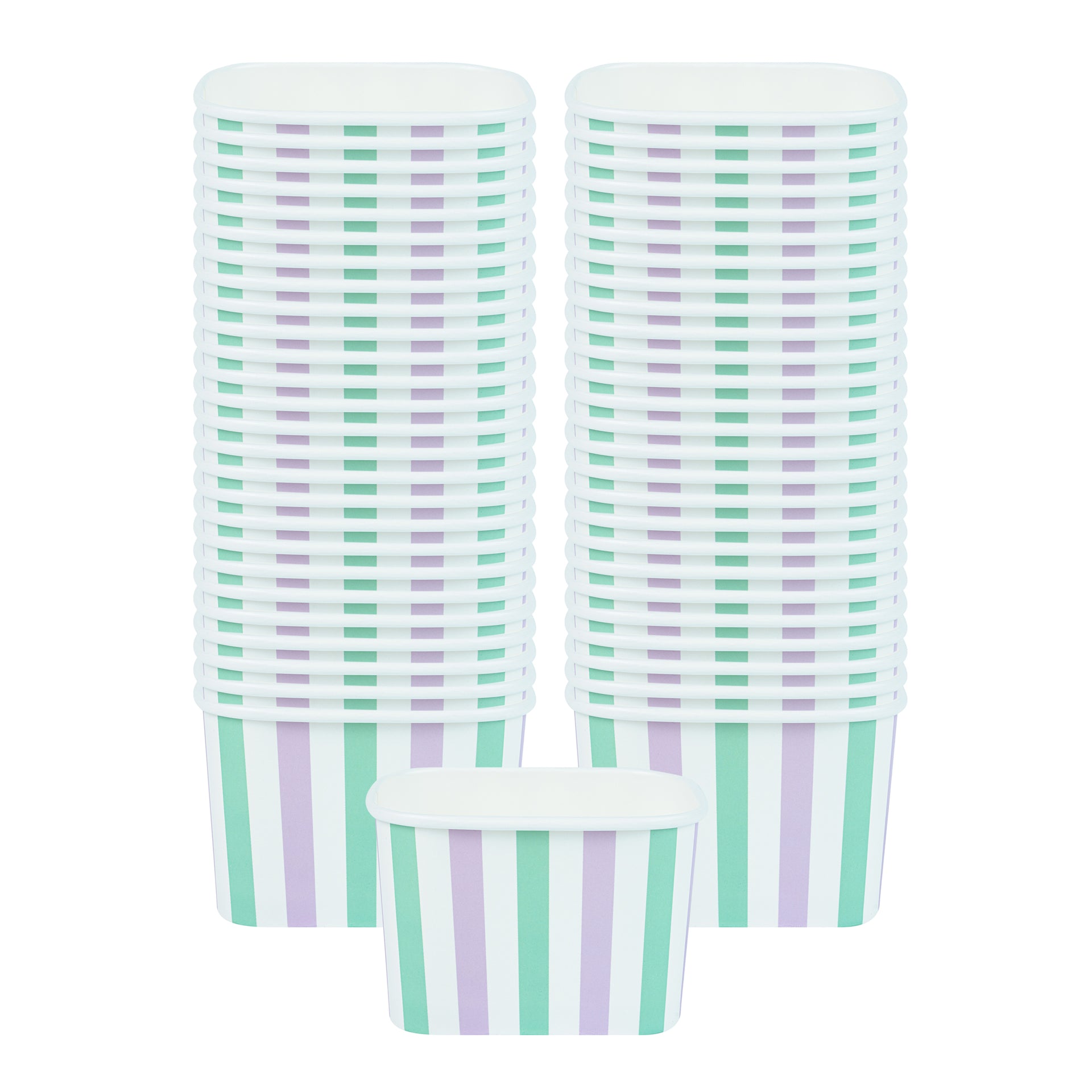 Coppetta 12 oz Square Purple And Blue Stripe Paper To Go Cup - 4 1/4" x 3 1/4" x 2 3/4" - 200 count box