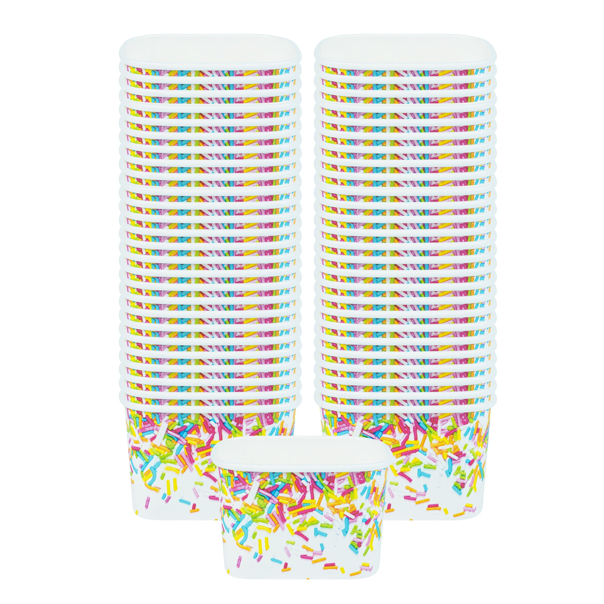 Coppetta 12 oz Square Paper To Go Cup - with Party Sprinkles - 4 1/4" x 3 1/4" x 2 3/4" - 200 count box