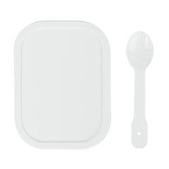 Coppetta Square White Plastic Lid - Fits 7 and 12 oz To Go Cup, with Spoon - 200 count box