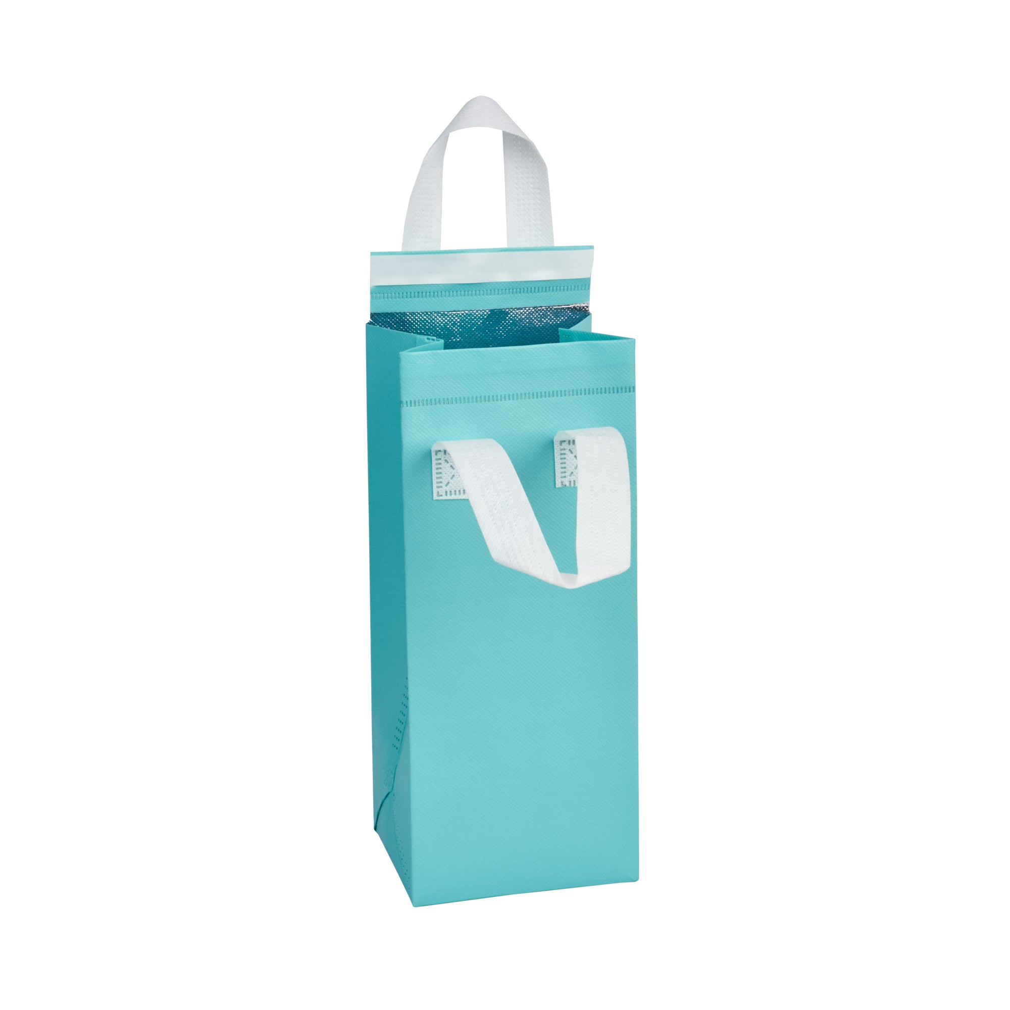 Bag Tek Teal Insulated Take Out Bag - Tamper-Evident - 4 3/4" x 4" x 11" - 100 count box