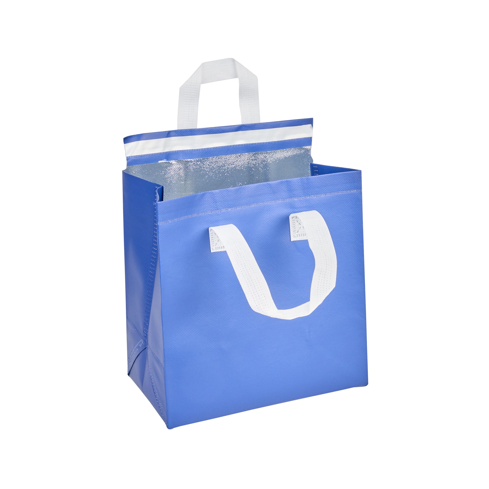 Bag Tek Blue Insulated Take Out Bag - Tamper-Evident - 9 1/2" x 6" x 10 1/4" - 100 count box