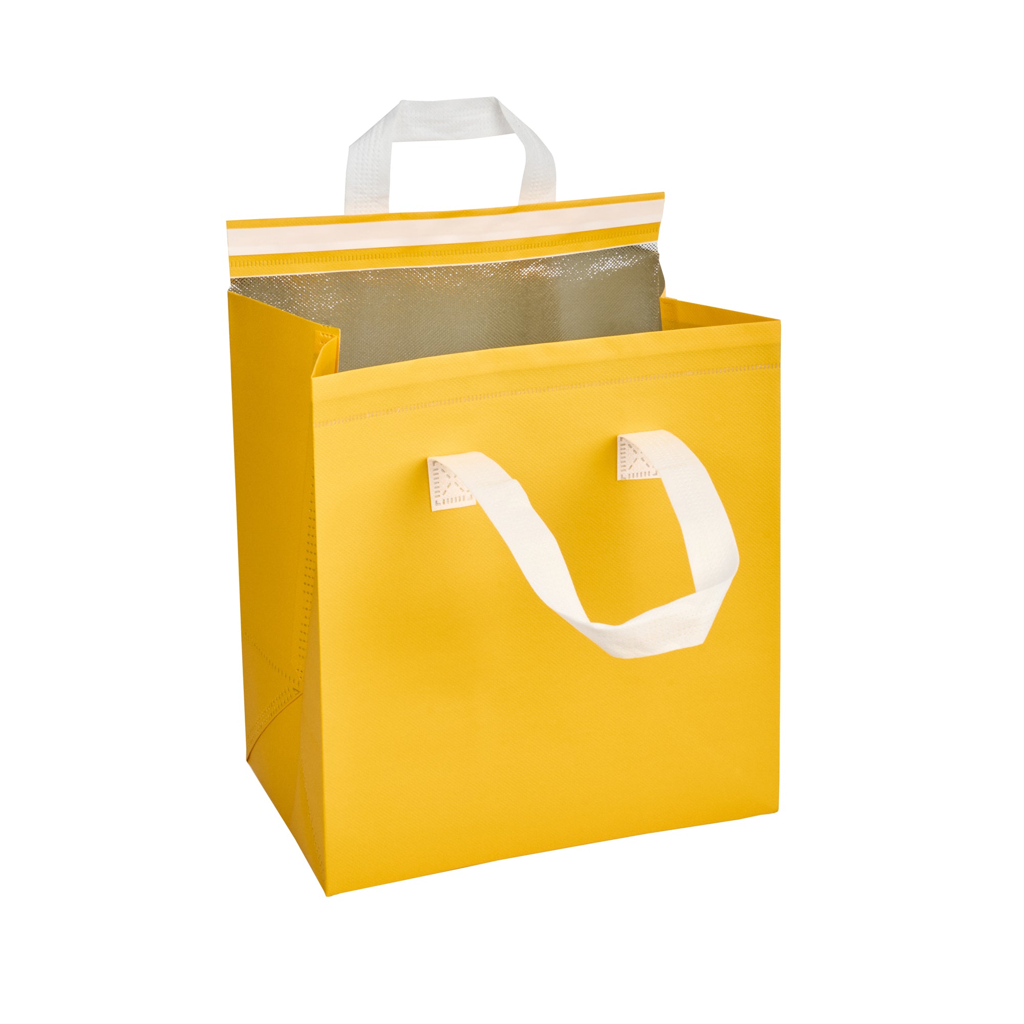 Bag Tek Yellow Insulated Take Out Bag - Tamper-Evident - 10 1/4" x 6 3/4" x 11" - 100 count box