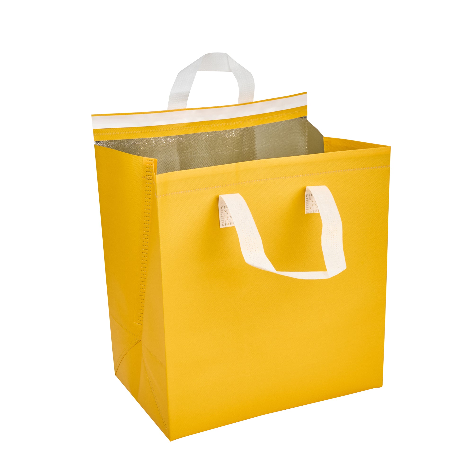 Bag Tek Yellow Insulated Take Out Bag - Tamper-Evident - 11 3/4" x 7 3/4" x 12 1/2" - 100 count box