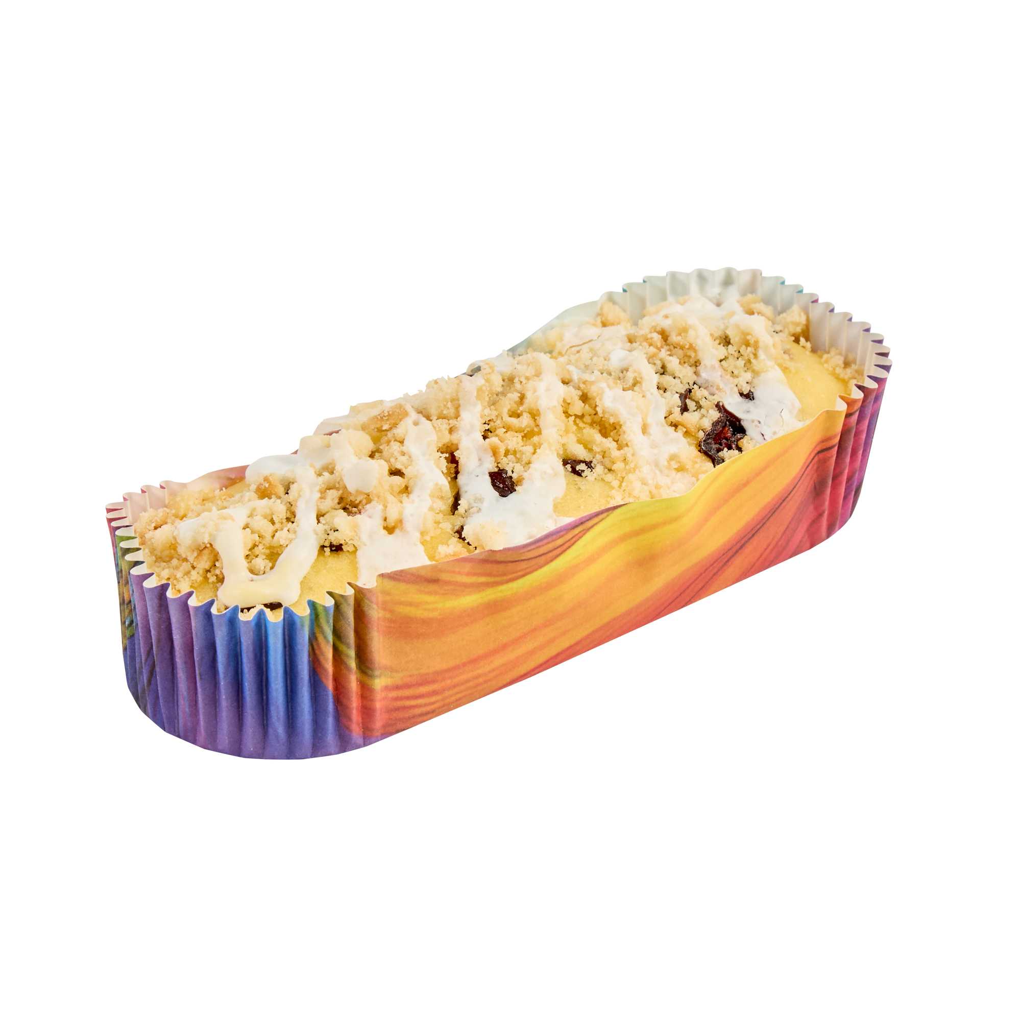 Panificio 6.8 oz Elliptical Paper Baking Cup - Colorful Abstract Waves, Ridged, Greaseproof - 5 1/2" x 2" x 1" - 200 count box