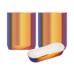 Panificio 6.8 oz Elliptical Paper Baking Cup - Colorful Abstract Waves, Ridged, Greaseproof - 5 1/2