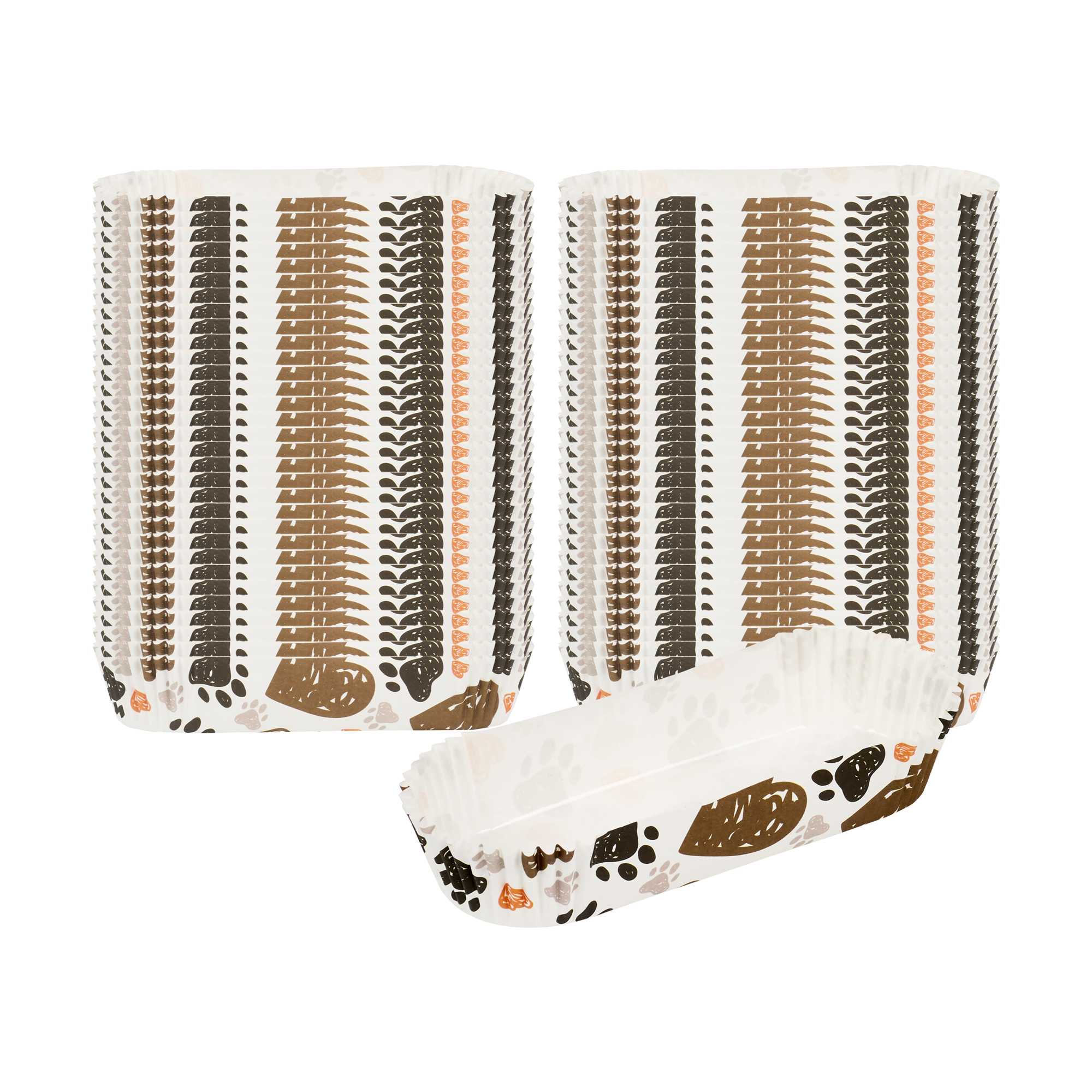 Panificio 6.8 oz Elliptical Paper Baking Cup - Paw Print, Ridged, Greaseproof - 5 1/2" x 2" x 1" - 200 count box