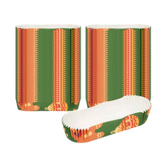 Panificio 6.8 oz Elliptical Paper Baking Cup - Christmas, Ridged, Greaseproof - 5 1/2