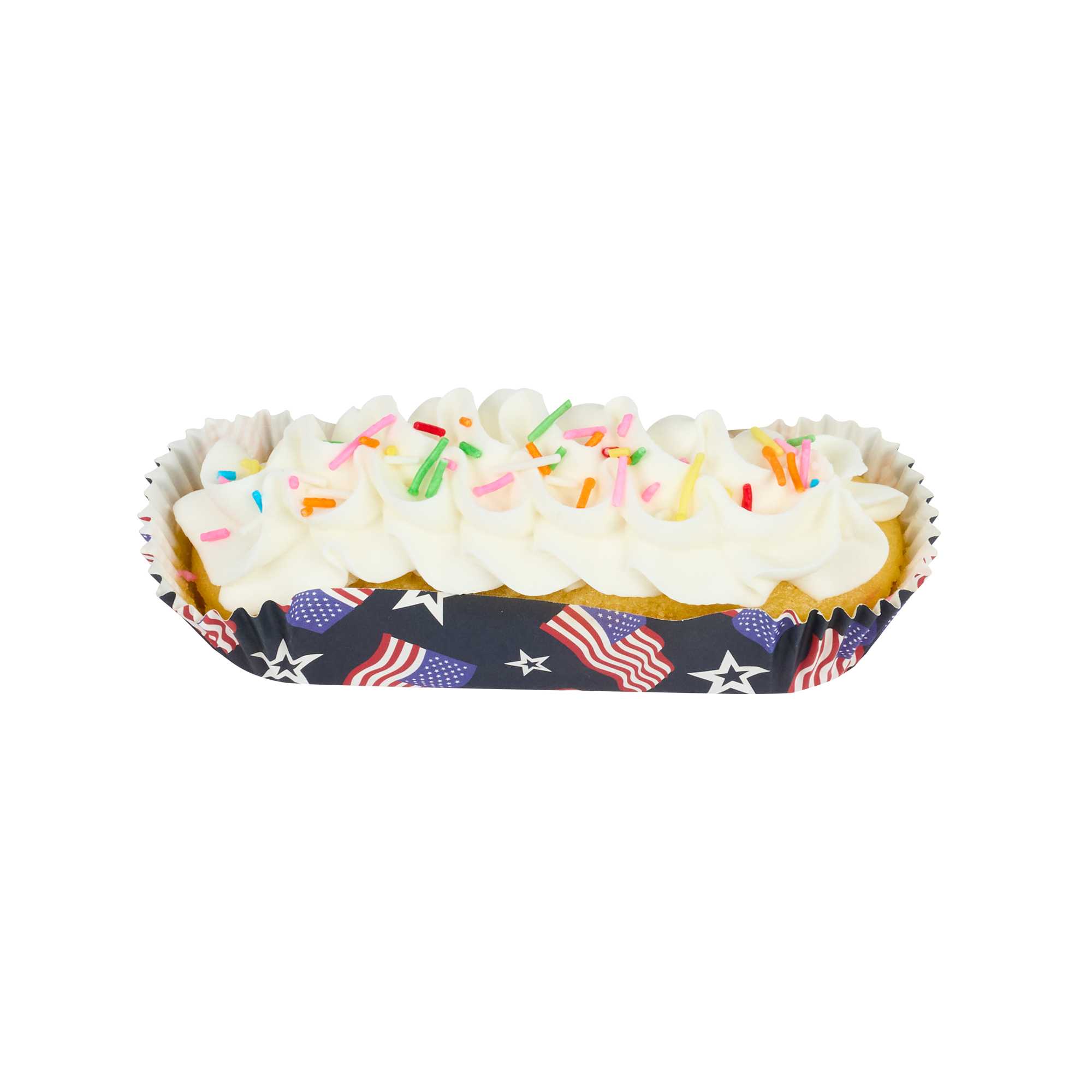 Panificio 6.8 oz Elliptical Paper Baking Cup - American Flag, Ridged, Greaseproof - 5 1/2" x 2" x 1" - 200 count box