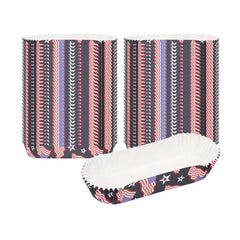 Panificio 6.8 oz Elliptical Paper Baking Cup - American Flag, Ridged, Greaseproof - 5 1/2