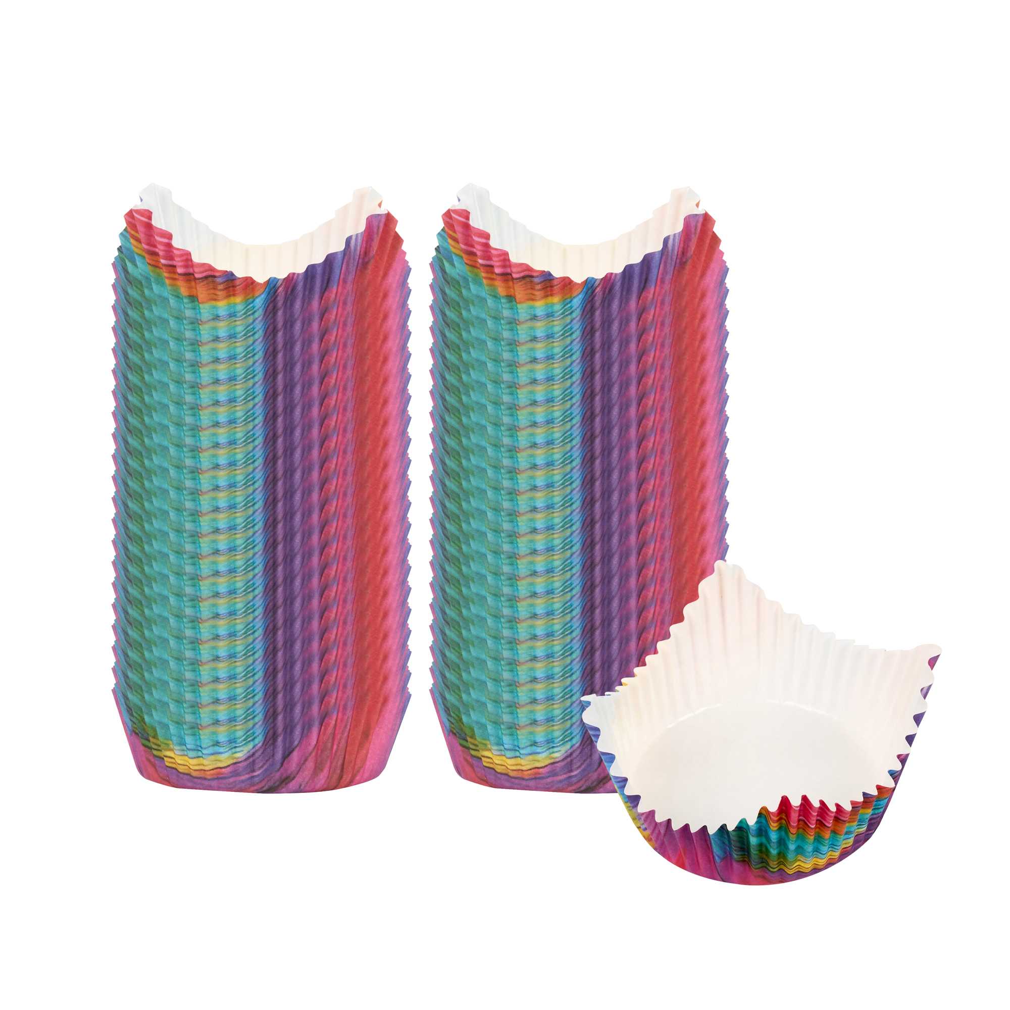 Panificio 4 oz Petal Paper Baking Cup - Colorful Abstract Waves, Ridged, Greaseproof - 2 3/4" x 2 3/4" x 1 3/4" - 200 count box