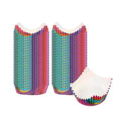 Panificio 4 oz Petal Paper Baking Cup - Colorful Abstract Waves, Ridged, Greaseproof - 2 3/4