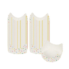 Panificio 4 oz Petal Paper Baking Cup - Colorful Confetti, Ridged, Greaseproof - 2 3/4
