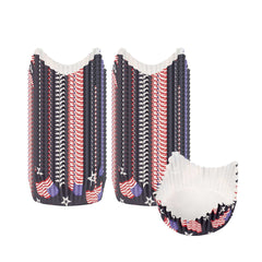 Panificio 4 oz Petal Paper Baking Cup - American Flag, Ridged, Greaseproof - 2 3/4