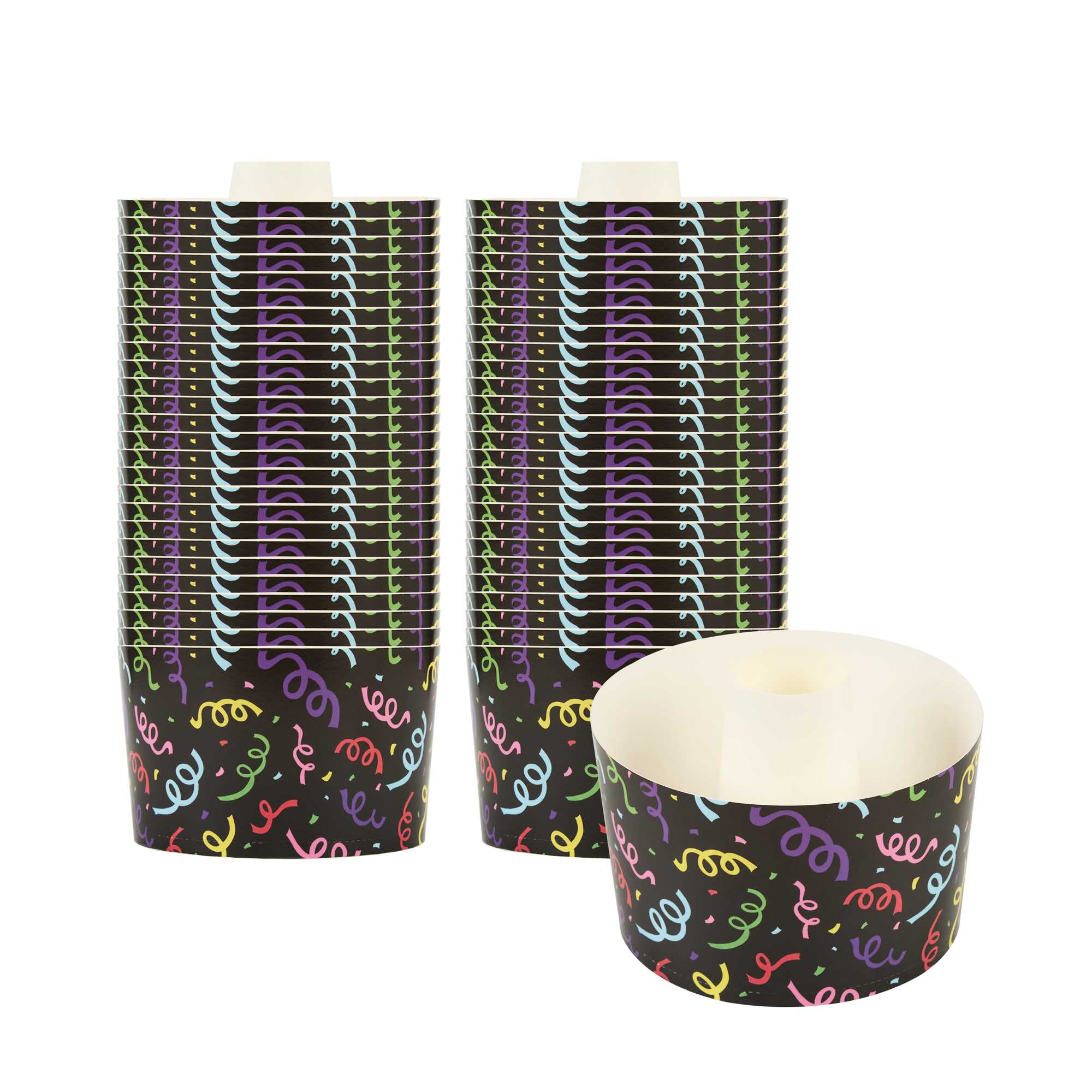 Panificio 53 oz Paper Angel Food Tube Pan - Colorful Streamers, Greaseproof - 6 1/4" x 6 1/4" x 3 3/4" - 100 count box