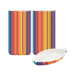 Panificio 5.4 oz Leaf Paper Baking Cup - Colorful Abstract Waves, Ridged, Greaseproof - 5