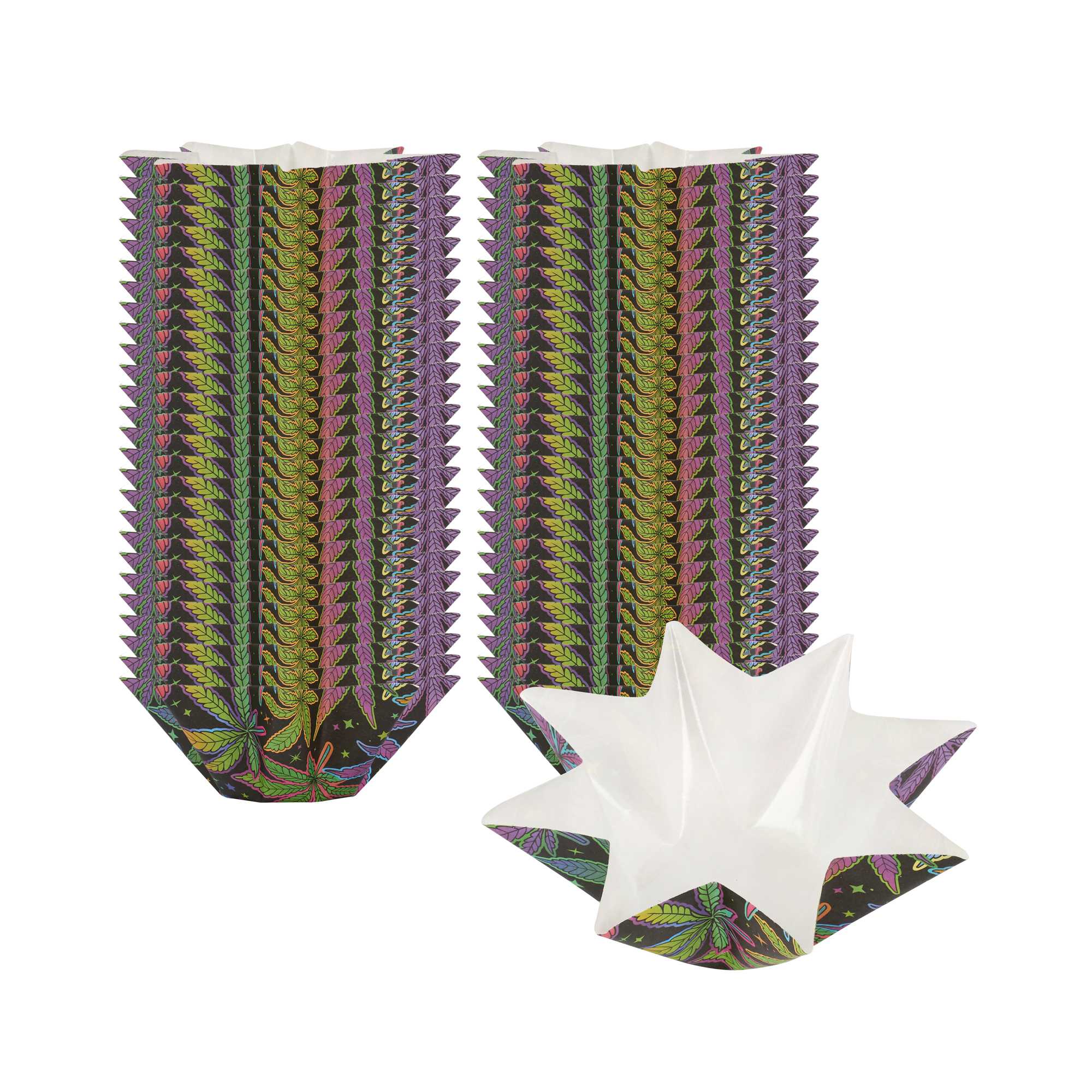 Panificio 10.2 oz Octagon Paper Baking Cup - Trippy Leaf Print, Greaseproof - 2 1/4" x 2 1/4" x 2 1/4" - 200 count box