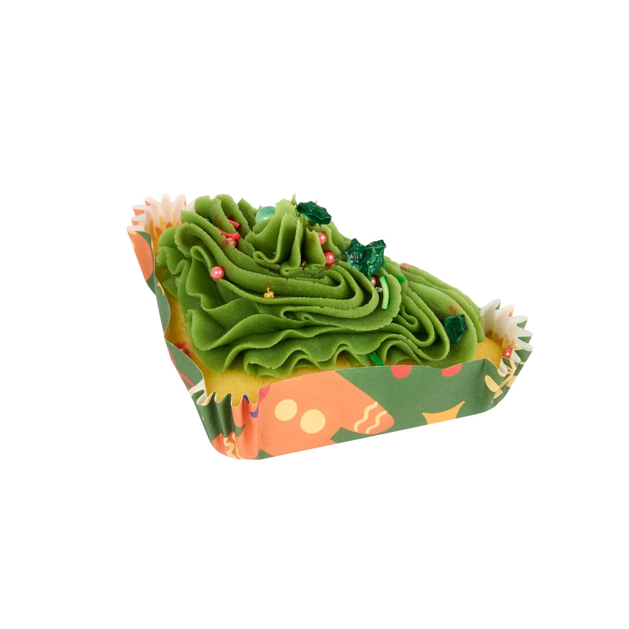 Panificio 6.8 oz Triangle Paper Baking Cup - Christmas, Ridged, Greaseproof - 5" x 3" x 1 1/4" - 200 count box