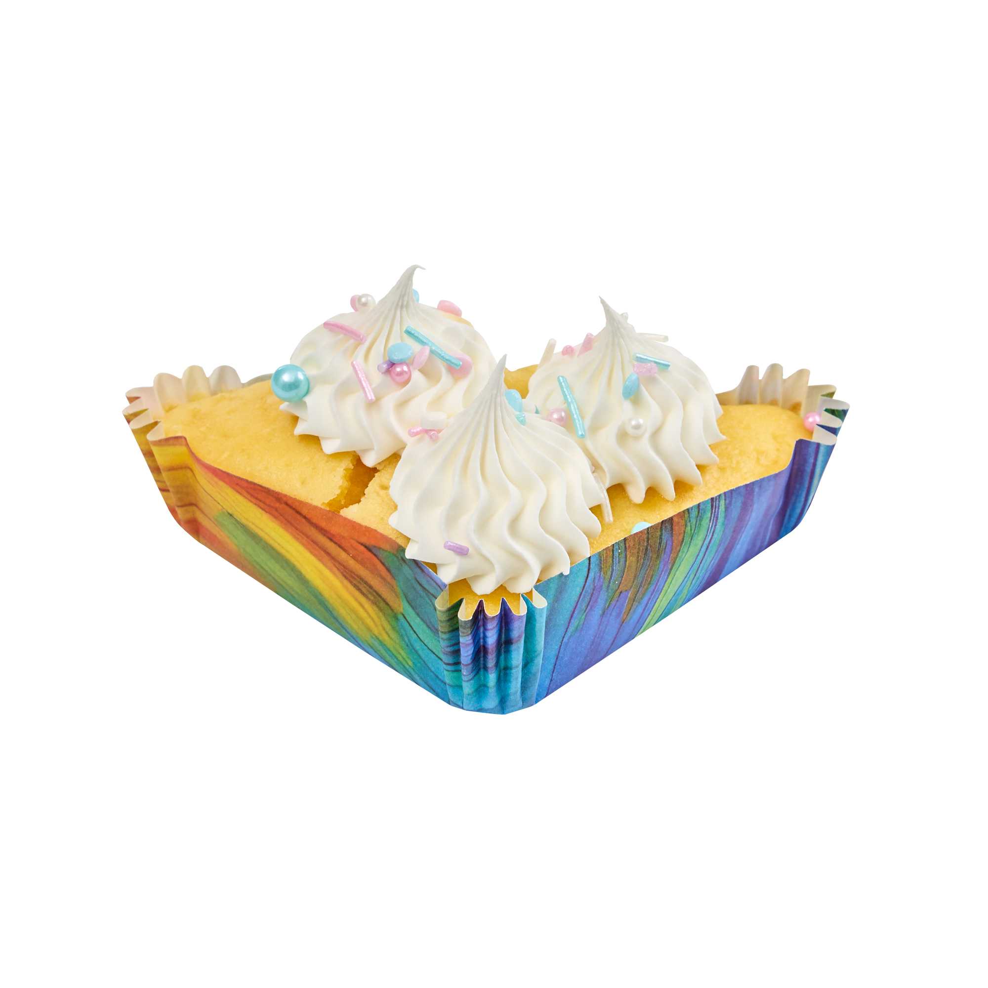 Panificio 6.8 oz Triangle Paper Baking Cup - Colorful Abstract Waves, Ridged, Greaseproof - 5" x 3" x 1 1/4" - 200 count box
